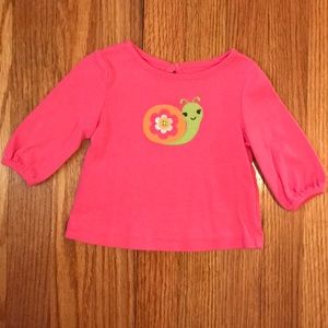 Gymboree Girls 3-6 months Pink Snail Top EUC